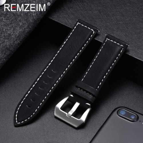 REMZEIM Quality Business Strap Genuine Leather Watchband Surface Calfskin Men Women Replace Watch Band 18mm 20mm 22mm 24mm