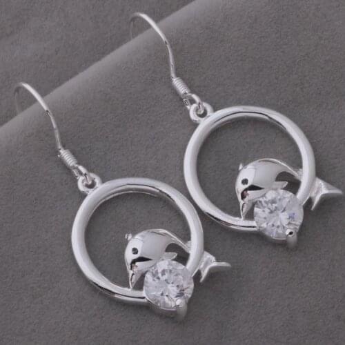 AE579 Lucky Silver Color Earrings For Women Jewelry Women Accessories Fish Diving Ring /bbuajtba Ayvajqca