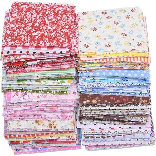 50pcs 10*10cm 100% Cotton Fabric Cloth Flower Dot Printed Patchwork For DIY Tilda Doll Needlework Cloth Material Sewing Accessor