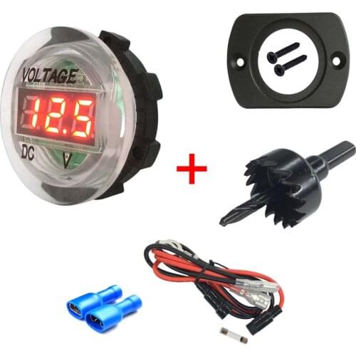 Universal Voltage Digital Display Voltmeter Waterproof Volt Meter Monitor with Red LED for 12V-24V Boat Car Motorcycle Truck
