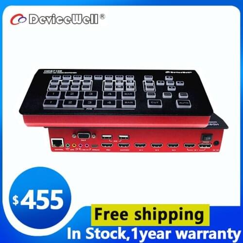 Devicewell HDS7105-V21 4 HDMI 1 DP przełącznik wideo mikser z USB przekaz na żywo do OBS vMix oprogramowania