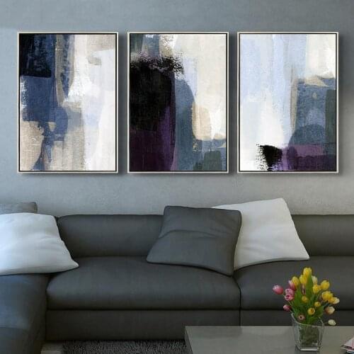 Vintage Abstract Wall Art Decor Blue Black Purple Pictures Canvas Prints Modern Painting Interiors Home Living Room Decoration