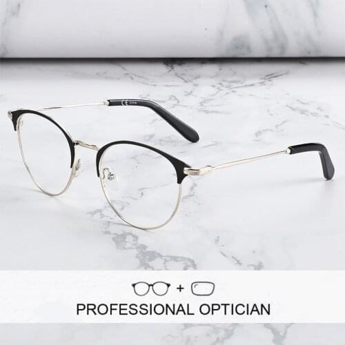 ZENOTTIC Men Prescription Glasses Metal Half-rim Round Photochromic Myopia Eyeglasses Frame Male Optical Progressive Eyewear