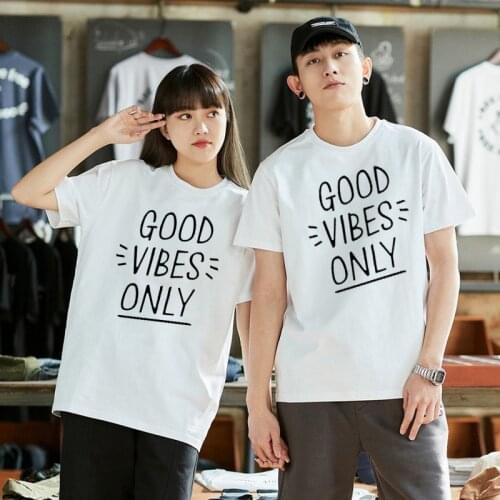 Good Vibes Only Graphic Printed T Shirt Fashion Women Tops Hip Hop Short-sleev Harajuku Street Clothing Loose Casual Tops