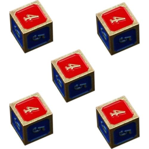 094C 5Pcs Color Metal Dice 13mm 6 Sided Digital Dice Craft Collection Club Party RPG Board Game Accessories
