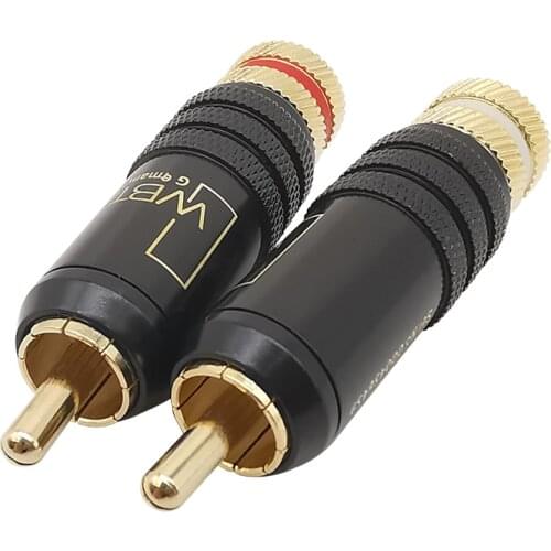 Hifi 1Pcs Durable RCA Connector Gold Plated Copper RCA Plug Screws Soldering Locking Audio Video Speaker Connector 53mm*13mm