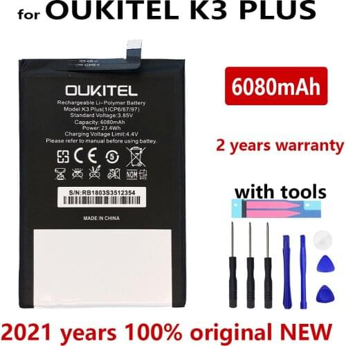 100% Original K3 Plus 6080mAh Replacement battery For Oukitel K3 Plus High Quality Batteries Bateria With Tools+Tracking number