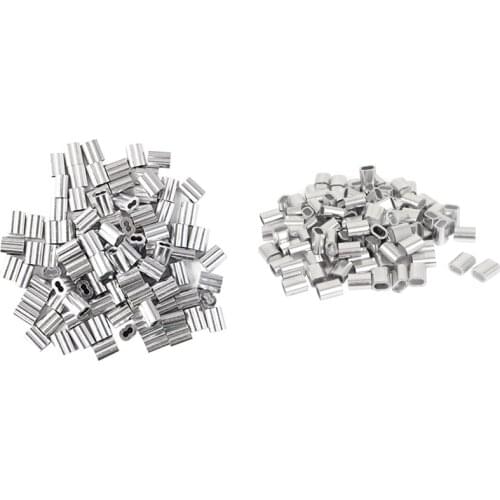 100Pcs 2.5mm Wire Rope Sleeves Clip Cable Crimps & 120 Pcs Crimping Loop Sleeve 2mm Diameter Wire Rope and Cable