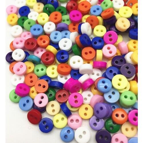 1000pcs 6mm Bright Mixed Resin Round Mini Buttons Tiny for Dolls Crafts Scrapbooking