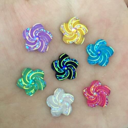 150pcs AB Resin 12mm Flower crystal Whirlwind Gems Flatback Scrapbook Rhinestone Wedding Applique Decoration DIY Craft SC88A*5