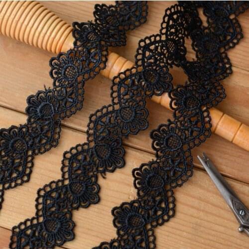 2 Meters/lot Width 3cm Black Hollow Lace Embroidery Water Soluble Ribbon Trim Garment Dress Necklace DIY Sewing Accessories