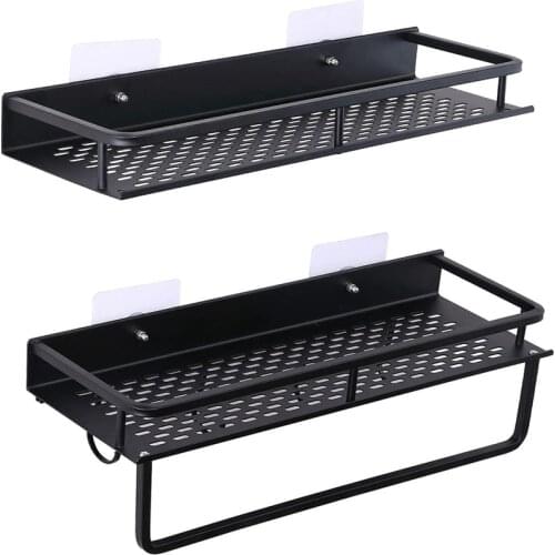 2 Pcs Shower Caddy Basket,Wide Space Shower Shelf,Wall Mounted Storage Organiser with Towel Bar for Bathroom or Kitchen