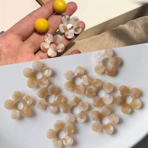 20 PCS 23mm Acetic Acid Resin Flowers Pendant Connectors Earrings Accessories Jewelry Findings Wholesale Supply