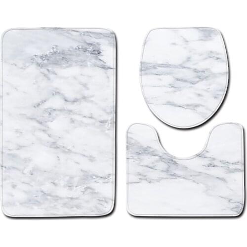 3pcs Marble Bathroom Bath Mat Set Toilet Rugs Anti-Slip Bathroom Toilet Foot Pad Shower Room Rug Floor Mats Home Decoration