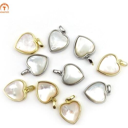 3pcs Natural Clear Shell Gold Silver Plated Pendants Heart Shape Jewelry Handmade Simple Classical Jewelry For Necklace Making