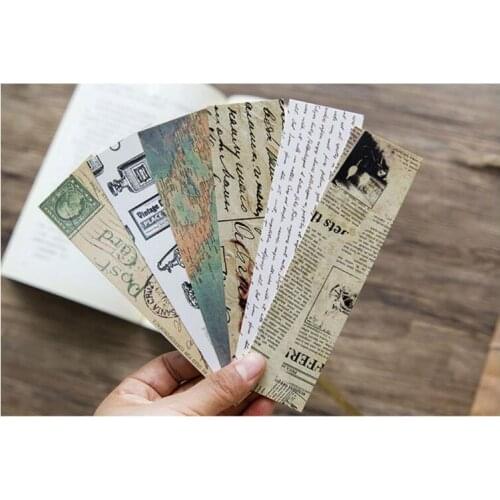 30pcs Vintage European Stamp Style Bookmark Paper Stationery for Kids School Reading Materials