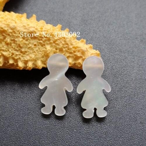 30pcs/lot 8x15mm Natural White Girl Mother of Pearl shell for DIY Jewelry kid & children Cut MOP Pearl shell Beads