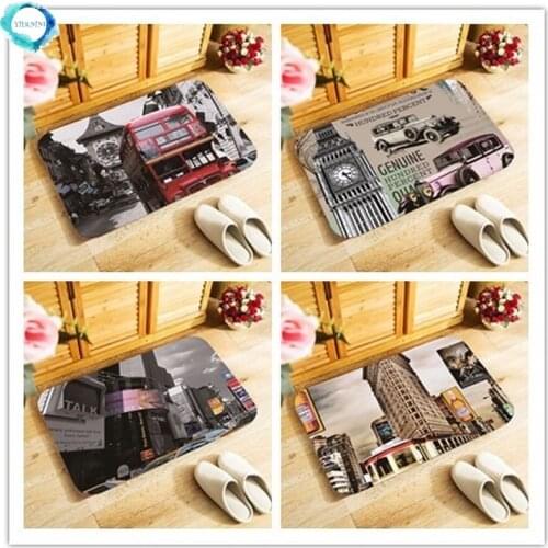 40x60cm Outdoor Entrance Doormat Small Area Rug for Bedroom Kitchen Hallway Doormat Anti-slip Door Mat Retro Europe Paris Scenic