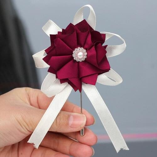 5Pieces/Bag Wedding Corsages Fabric Flower Wedding Groom Groomsmen Boutonniere OR Bride Bridesmaid Women Hand Wrist Flower