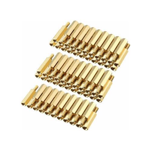50pcs M3 15+6mm Female Male Thread Brass Hex Standoff Spacer Screws PCB Pillar