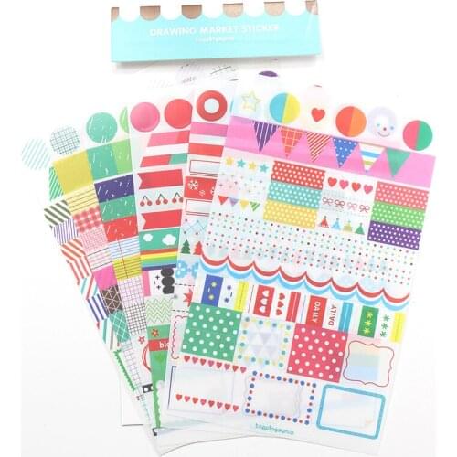 6 sheets/pack Kawaii Sticker PVC Cartoon Stickers Diary Sticker Scrapbook Decoration PVC Stationery Label Stickers