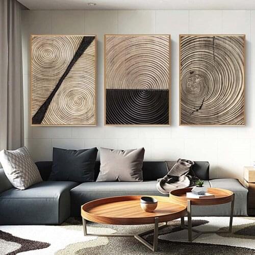 Abstract Black Golden Tree Ring Line Texture Poster Vintage Prints Light Luxury Wall Art Canvas Painting Living Room Home Decor