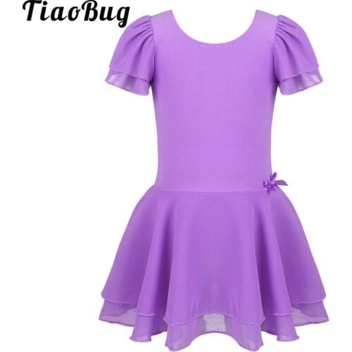 Kids Girls' Ruffle Flutter Sleeve Gymnastic Leotard Ballet Tutu Dress Skirt Princess Dance wear Costumes Ballerina Performance