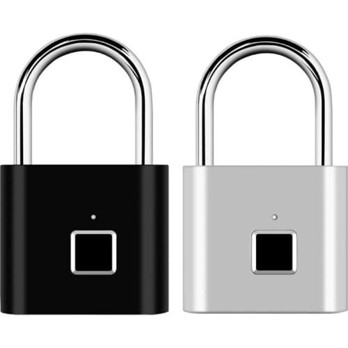 Fingerprint Lock Smart Padlock Thumbprint USB Rechargeable Door Lock for Security Anti-Theft Luggage Case Bag alloy Metal LZW001