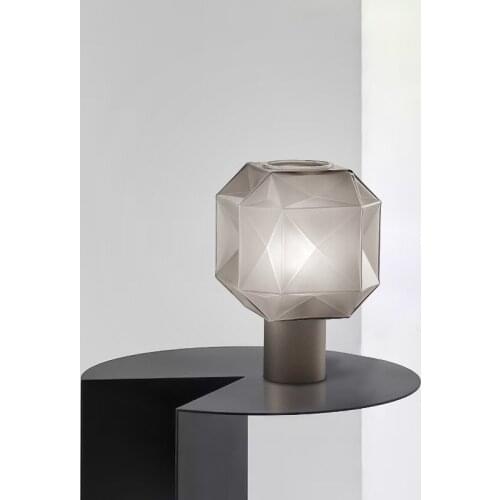 Smoky Glass Bed Side Table Lamps Bedroom Night Lamp Nightstand Lighting Fixture Living Room Standing Desk Lights Art Home Decor