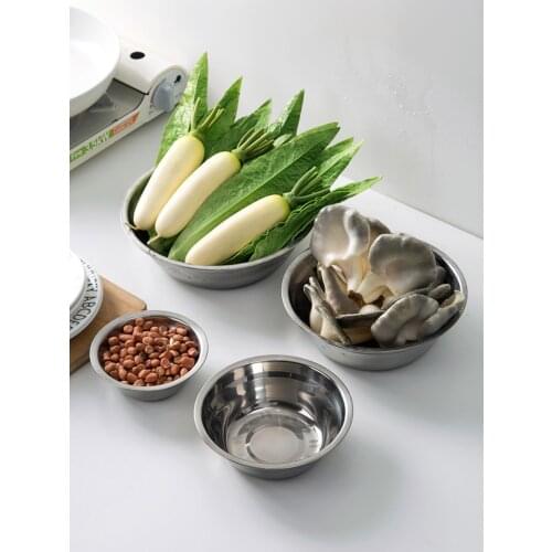 Household Stainless Steel Mixing Bowl Kitchen Round Thickening Deepening Egg Fruit Salad Soup Bowl vegetable cleaning Basin