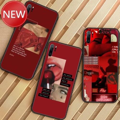 Retro red pattern aesthetic Phone Case For Huawei honor Mate P 9 10 20 30 40 Pro 10i 7 8 a x Lite nova 5t