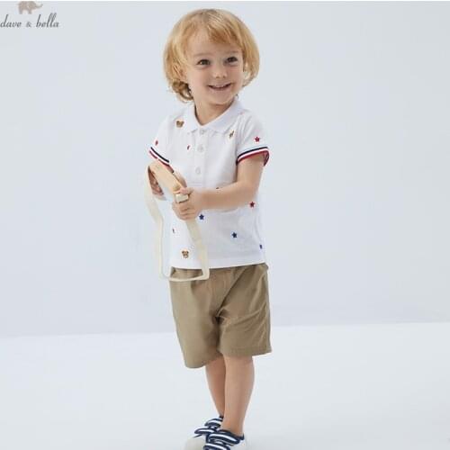 DB17309 dave bella summer baby boys casual cartoon T-shirt children tops kids boy fashion tees