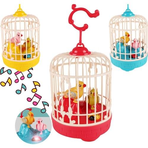 Children Creative Inductive Sound Voice Control Bird Cage Funny Toy Animal Simulation Birdcage Kids Toy Gift Garden Ornaments#p4