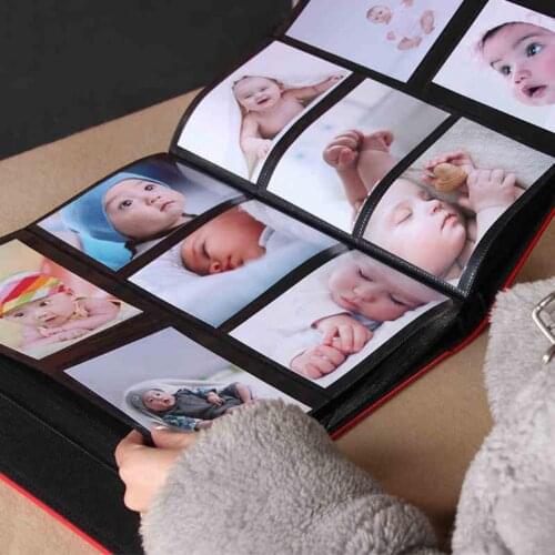 Retro Photo Album Large Capacity Faux Leather Scrapbook Wedding Family Photo Book for Cards