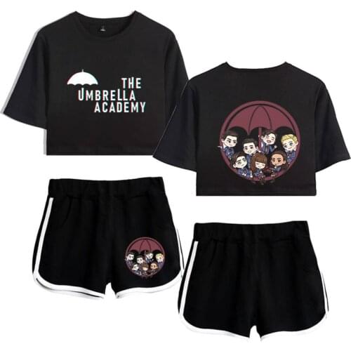 Anime The Umbrella Academy Cosplay T-shirt Shorts Two Piece Women Hip-Hop Casual Shirt Short Sleeve for Girls Anime Sportswear