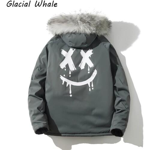 GlacialWhale Winter Jacket Men Black Hiphop Down Parkas Windproof Fur Hooded Collar Thicken Coat Thick Warm Down Jacket Male