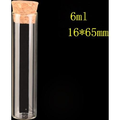 Hot sale 16 * 65mm clear glass bottle Wishing drift bottles lucky 6ml bottle cork sealed bottle 500pcs/lot