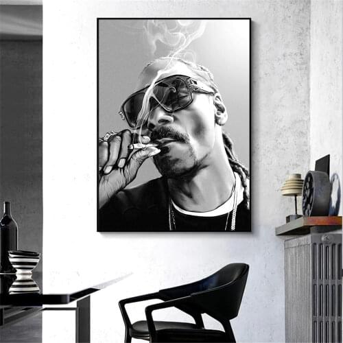 Hip Hop Rapper Posters And Prints Rap Music Singer Canvas Poster Snoop Dogg Black And White Wall Painting Pictures Home Decor