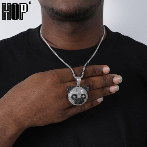 Hip Hop Panda Shape Pendant Iced Out Bling Cubic Zircon AAA+ CZ Necklaces & Pendants For Men Jewelry With Solid Back