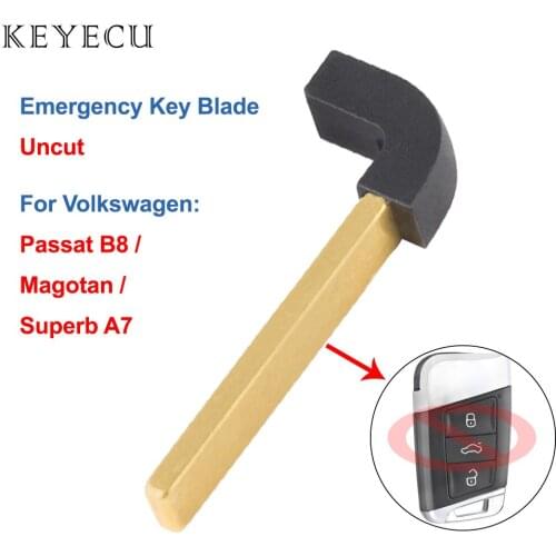 Keyecu Uncut Smart Emergency Insert Key Blade for VW Volkswagen Passat B8 2015 2016 2017 2018 Magotan, Superb A7
