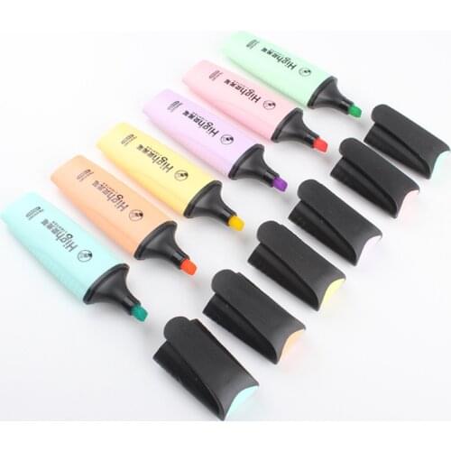 1pc Highlighters Markers Macaroon Color Mini Colorful Pastel 6 Colors Single Text Focus Marker Pens Office For School Supplies