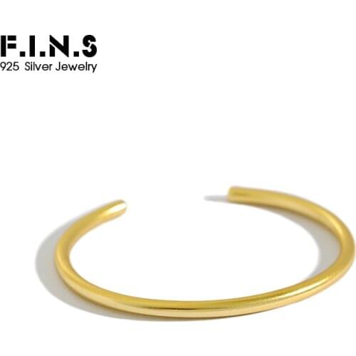 F.I.N.S Minimalist S990 Sterling Silver Bangles Bracelet Smooth Adjustable Open Bangle Simple Silver 925 Jewelry Charm Bracelet