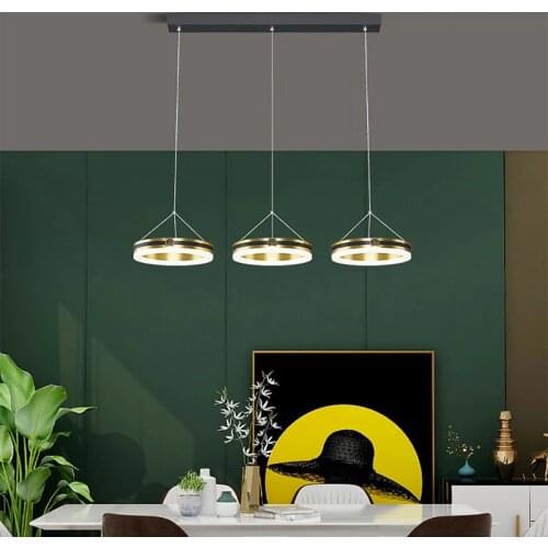 Minimalist Luster Black Gold LED Chandelier for Dining Living Study Room Kitchen Aisle Home Indoor Decorative Lighting Fixture