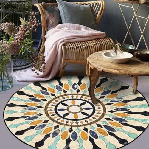 Fashion retro European parquet round carpet living room bedroom rugs non-slip childrens mat soft 3d carpet Bohemia Decorative