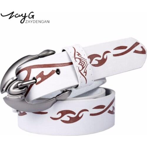 ZAYG New mens belt Punk Cowhide genuine leather vintage style mens belts for men buckle pin luxury fashion jeans male belt