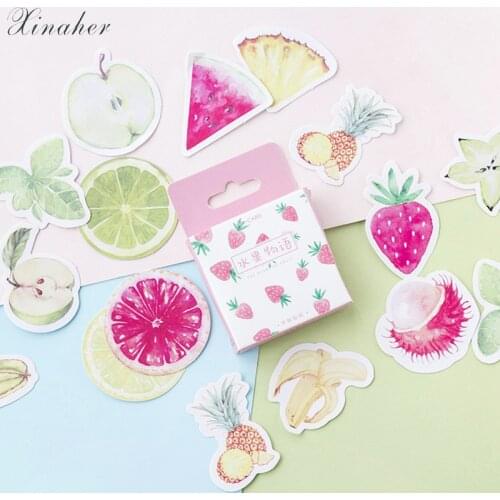 XINAHER 45PCS/box Cute Fruit Story Diary Paper Lable Sealing Stickers Crafts And Scrapbooking Decorative Lifelog DIY Stationery