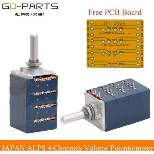 New Orignal JAPAN ALPS 4 Channels Volume Potentiometer Attenuator LOG 10KA 50KA 100KA RK27 Type Hifi Audio DIY Free PCB Board 1P