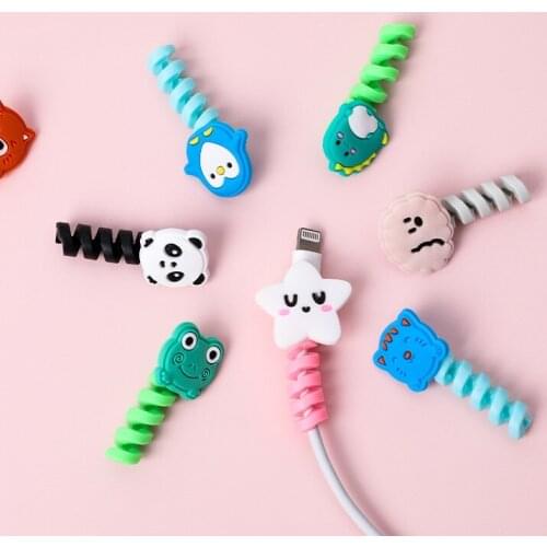 200pcs Kawaii Animal Cable Protector Cute Cat Panda Bear Cable Protection for Earphone Cable Mobile Phone Accessories Wholesale