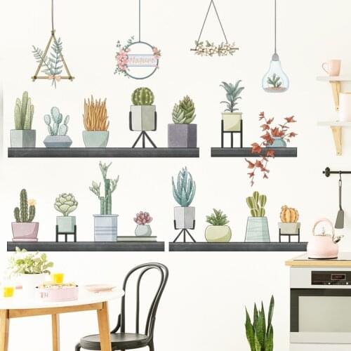 Garden Potted Plant Bonsai Flower Wall Stickers For Home Decor Living Room Kitchen PVC DIY Wall Decals Mural Room Decoration
