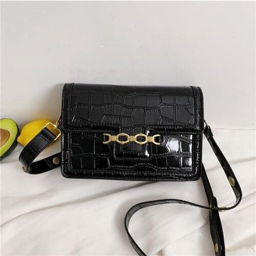 Fashion crocodile leather ladies shoulder bag 2020 new PU metal sequins built-in mezzanine long shoulder strap ladies shoulder b